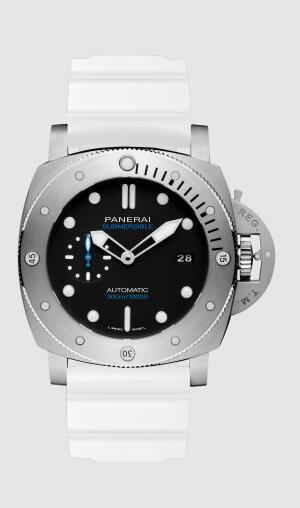 Panerai Submersible 47mm Replica Watch PAM01305 CAOUTCHOUC WHITE